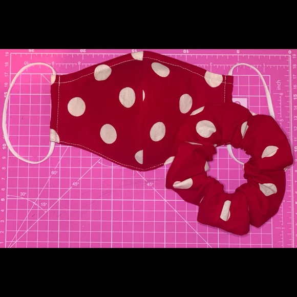 Hand Crafted Accessories - Polka Dots Face Mask and Scrunchie set
